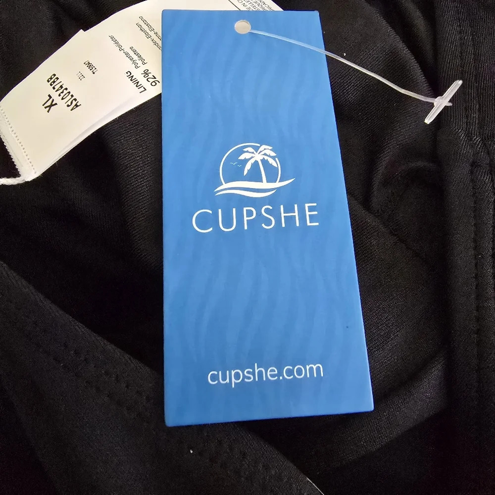 NWT Women's CUPSHE Backless Black One-Piece Halter Swimsuit Size XL Beachy - Picture 9 of 15